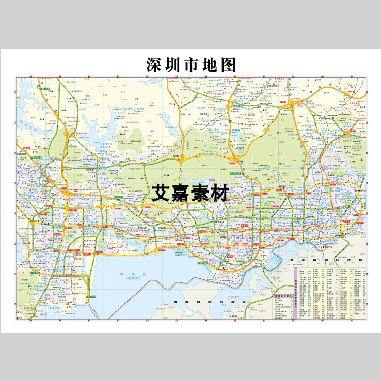 广东省深圳市电子版地图矢量高清行政区划图JPG源文件素材详细版