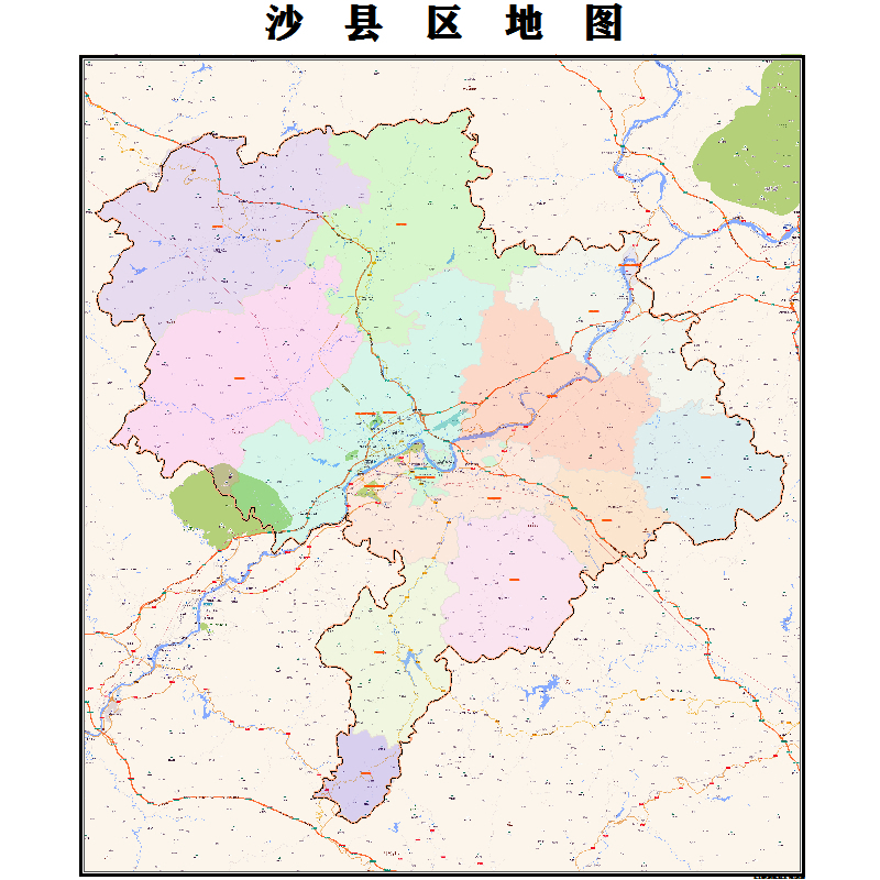 三明市沙县区地图2023年行政区划市区主城区街道交通地图图片素材