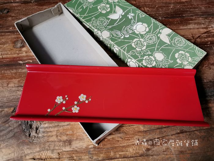 日本回流实木大漆雕刻兰花文房件笔盒长条托盘多用茶道毛笔香插托