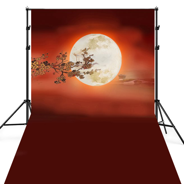 中秋中国风拍照摄影古代风格背景布月光主播背景布3d直播间背景墙