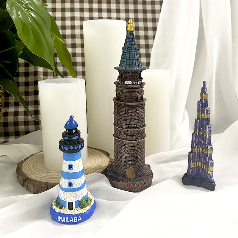 3D立体迪拜大厦观光西班牙灯塔楼硅胶模具蜡烛石膏树脂摆件复古