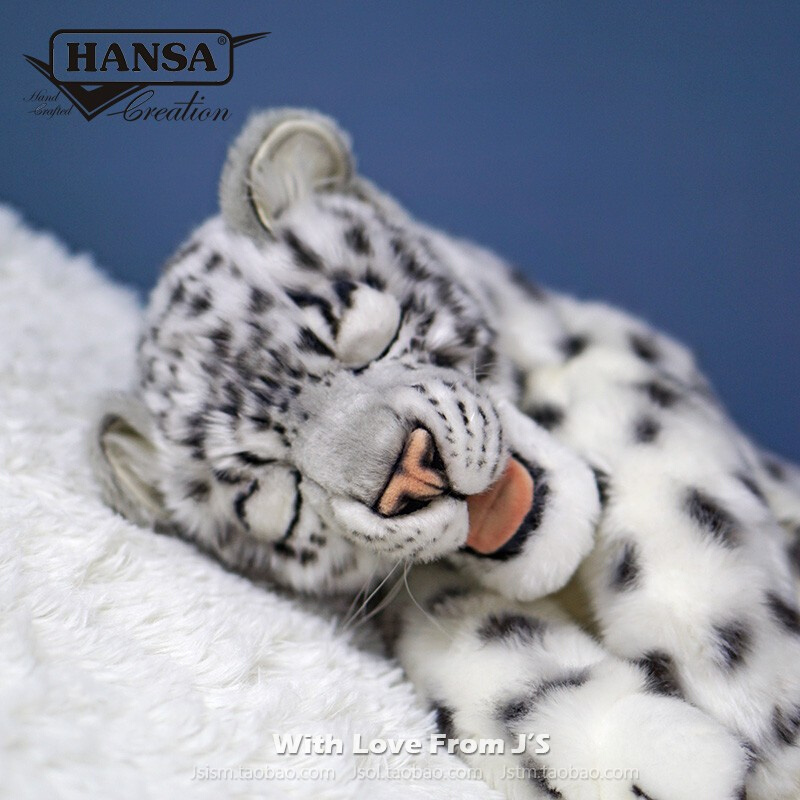 Hansa睡觉的雪豹公仔 睡姿幼豹 虎崽 仿真动物狮子玩偶 豹子 5889