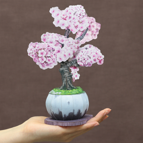 梅花盆景盆栽樱花植物3d立体纸模型DIY手工制作儿童益智折纸玩具