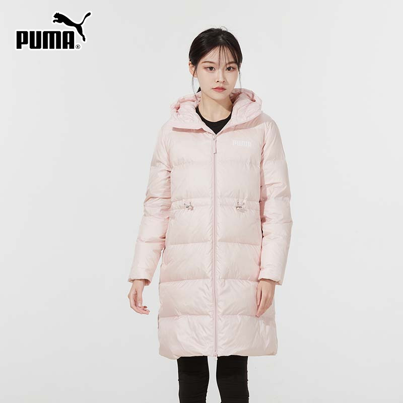 Puma彪马中长款羽绒服女2023冬季新款粉色保暖连帽外套846334-36