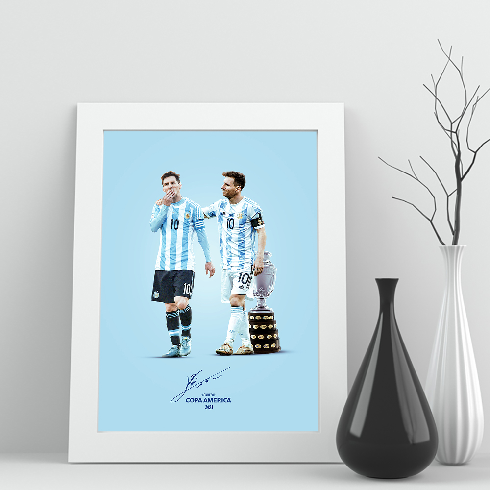 16相框阿根廷梅西messi世界杯照片迷实木足球装饰墙礼物周边签名