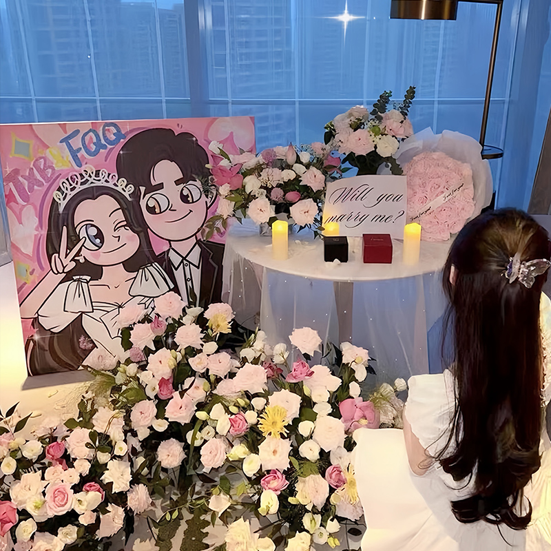 星蝶公主订婚结婚情侣生日礼物摆件漫画卡通人物画风定制手绘图