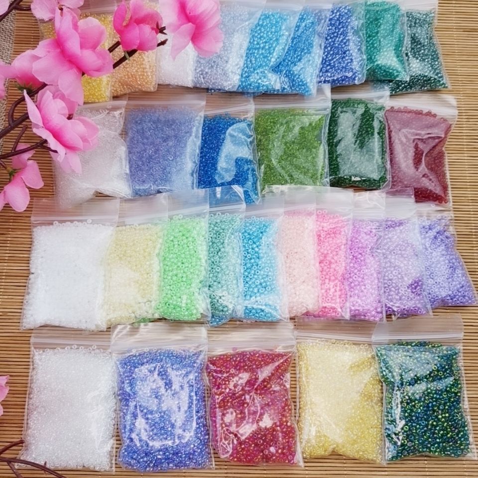 30色普通国产米珠 送进口米珠 奶油幻彩透明玻璃米珠2mm 流苏材料