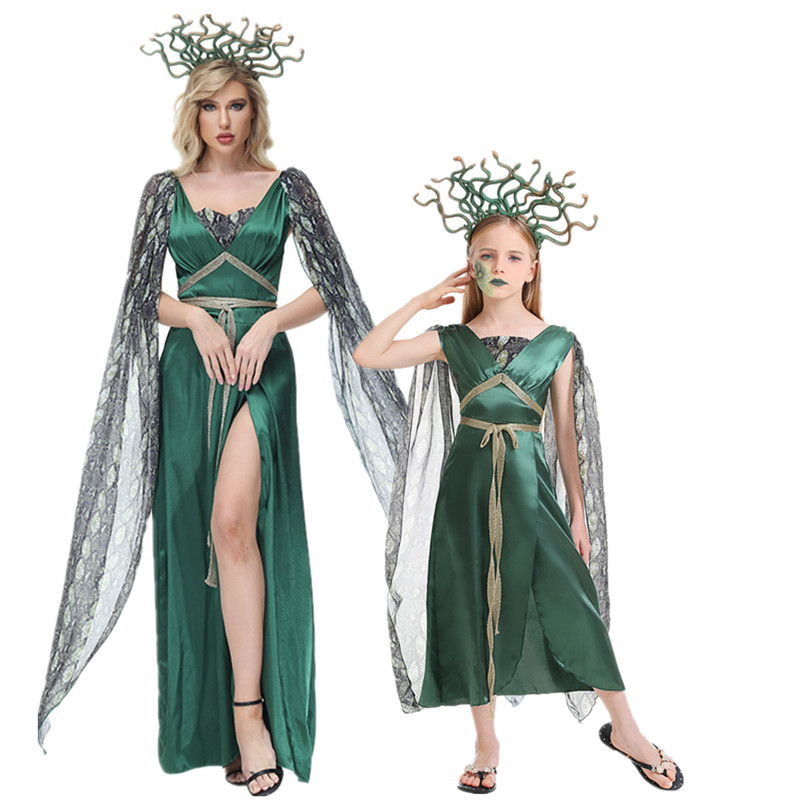 欧美希腊神话美杜莎儿童 cos蛇女裙子 万圣节服装 幼稚园舞台表演
