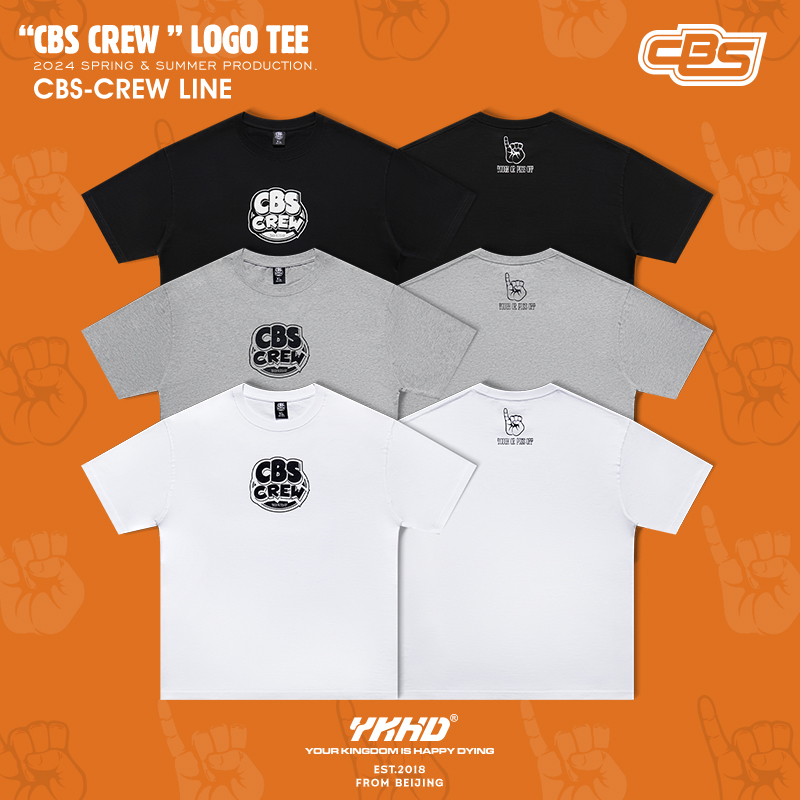 YKHD X CBS Crew夏季卡通手绘短袖T恤男纯棉透气宽松凉感运动半袖