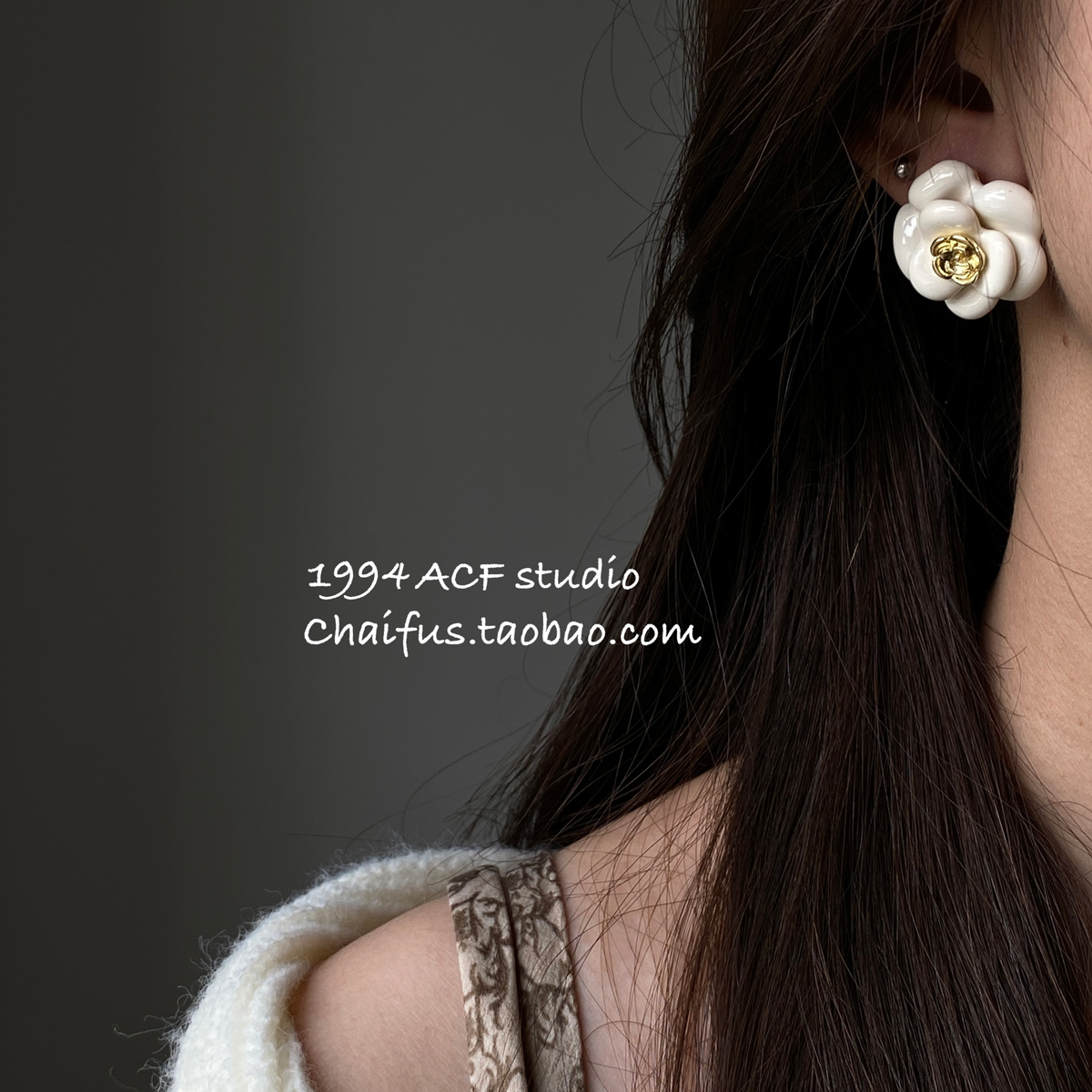 柴夫工作室/E665 法式高级感气质滴釉花朵耳钉轻奢白领显瘦耳环