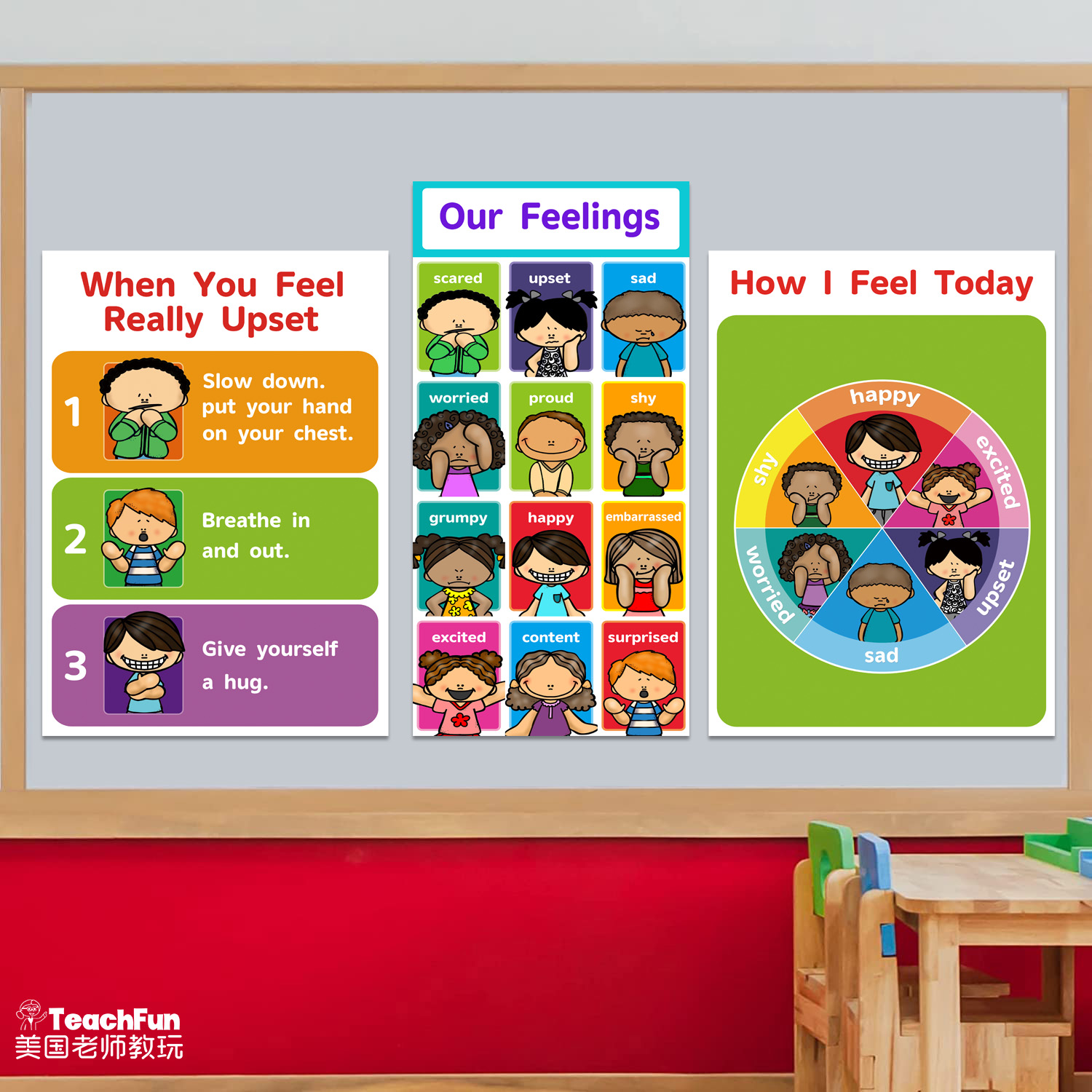 Emotion英语启蒙情绪情感主题墙海报 安静角幼儿园教室装饰教师