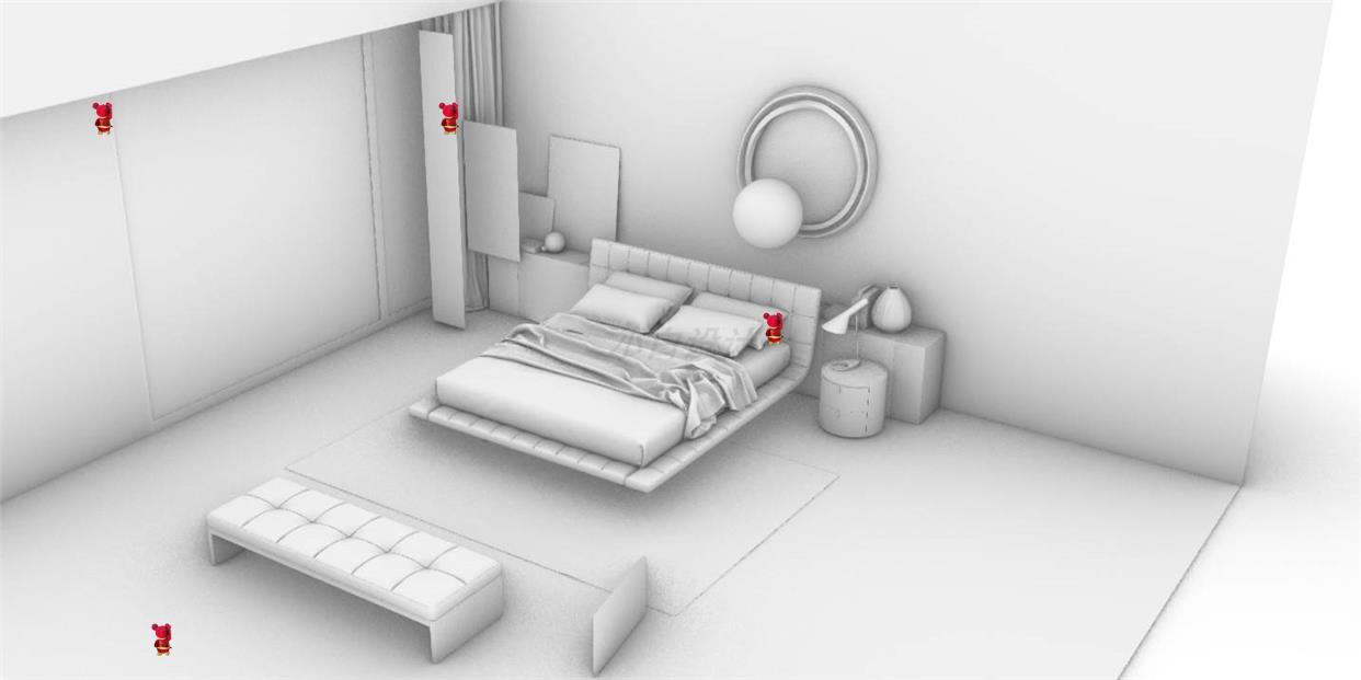 家居室内场景 卧室场景床家具 犀牛rhino/C4D/3Dmax/maya模型
