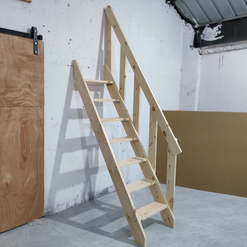 实木梯子登高阁楼平台隔层复式简易直单错层扶手loft定制家用楼梯