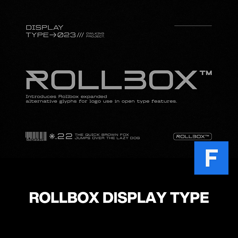 4款Rollbox未来科幻极简机能潮牌logo标题排版无衬线英文字体家族