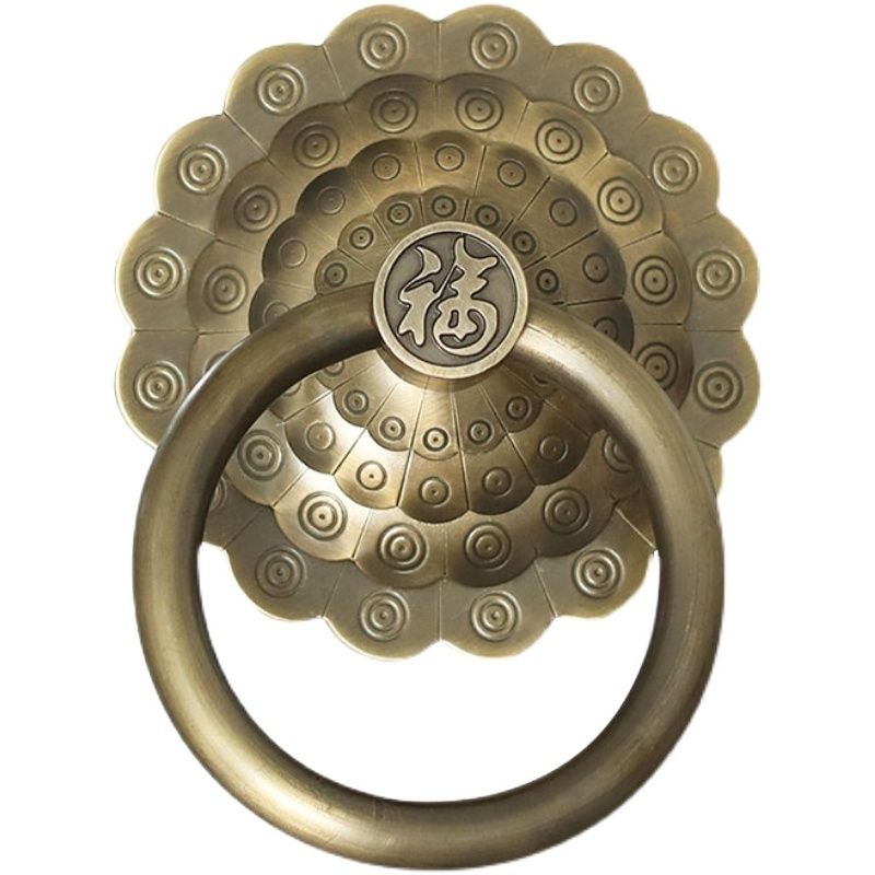 中式仿古大门拉手纯铜门环复古门把手实心拉环老式木大门铜配件