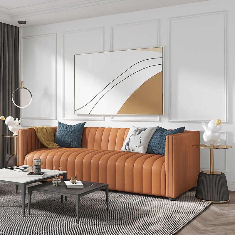 意式轻奢小户型客厅整装三人位意大利设计师款软装米白色网红沙发