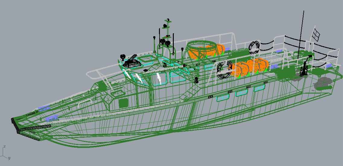 CB90攻击快艇3D图纸 Rhino设计 战斗船舶三维建模 附STP格式