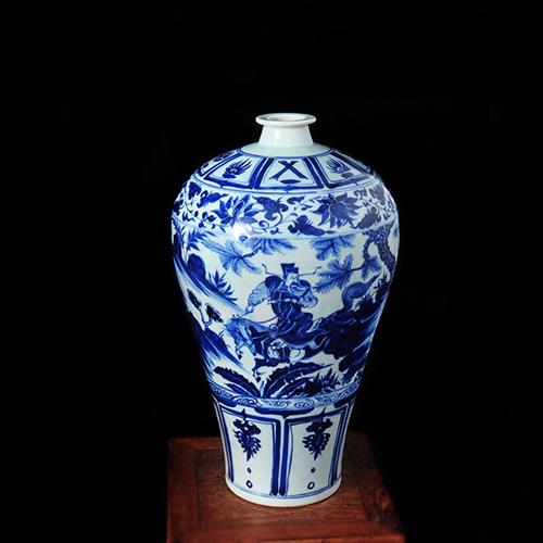 奋行景德镇陶瓷手绘手工仿古青花瓷器花瓶萧何月下追韩信居家柜台