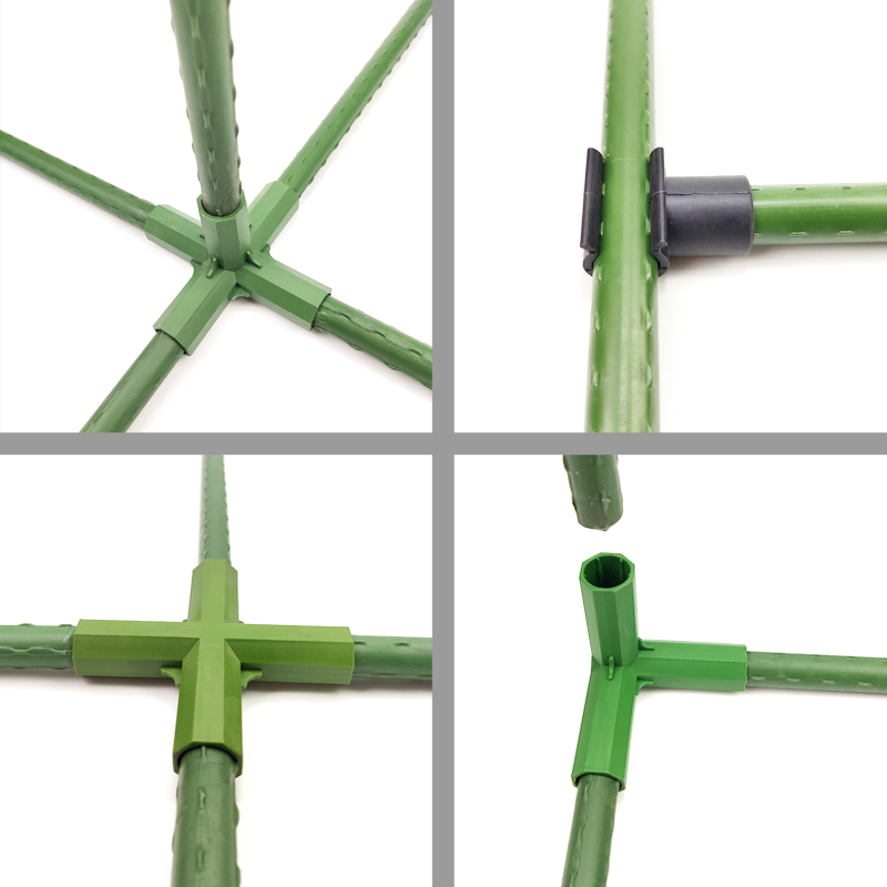 爬藤杆配件直角三通四通五通园艺支柱包塑钢管接头连接件十字通