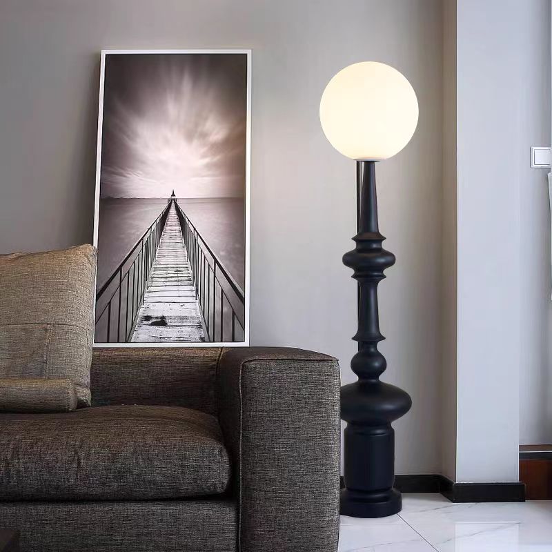 意大利设计师罗马柱落地灯创意中古侘寂风沙发旁摆件酒店卧室台灯