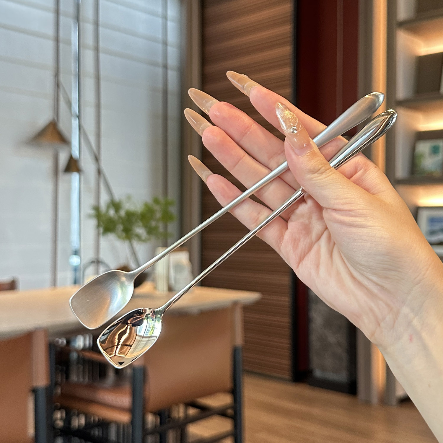 【高级款定制】316品级不锈钢长柄咖啡勺子搅拌勺调料勺冰勺蜂蜜