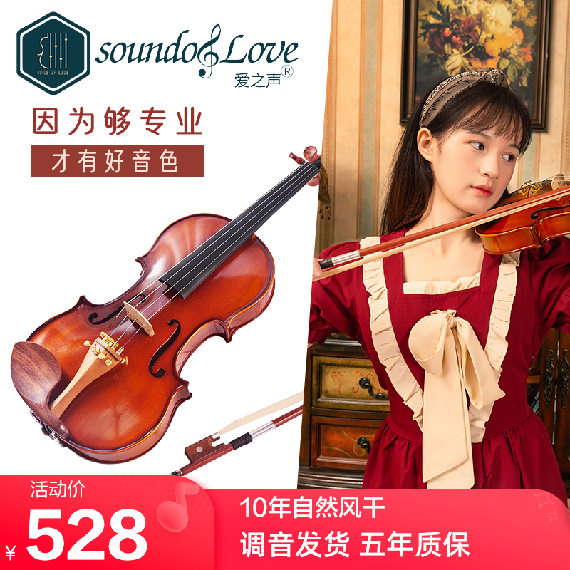 爱之声进口实木小提琴纯手工欧料成人演奏级大学生专业016A