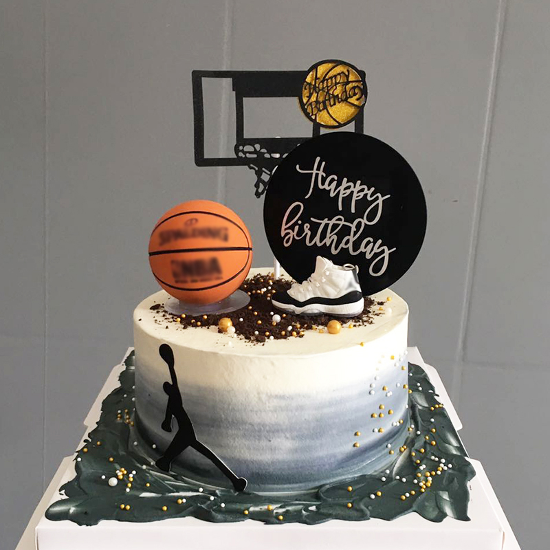 男生生日蛋糕装饰摆件篮球小子流川枫樱木花道篮球鞋球球框插件