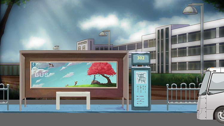 卡通唯美等公交车站台车站高清LED大屏幕舞台背景虚拟静态图片