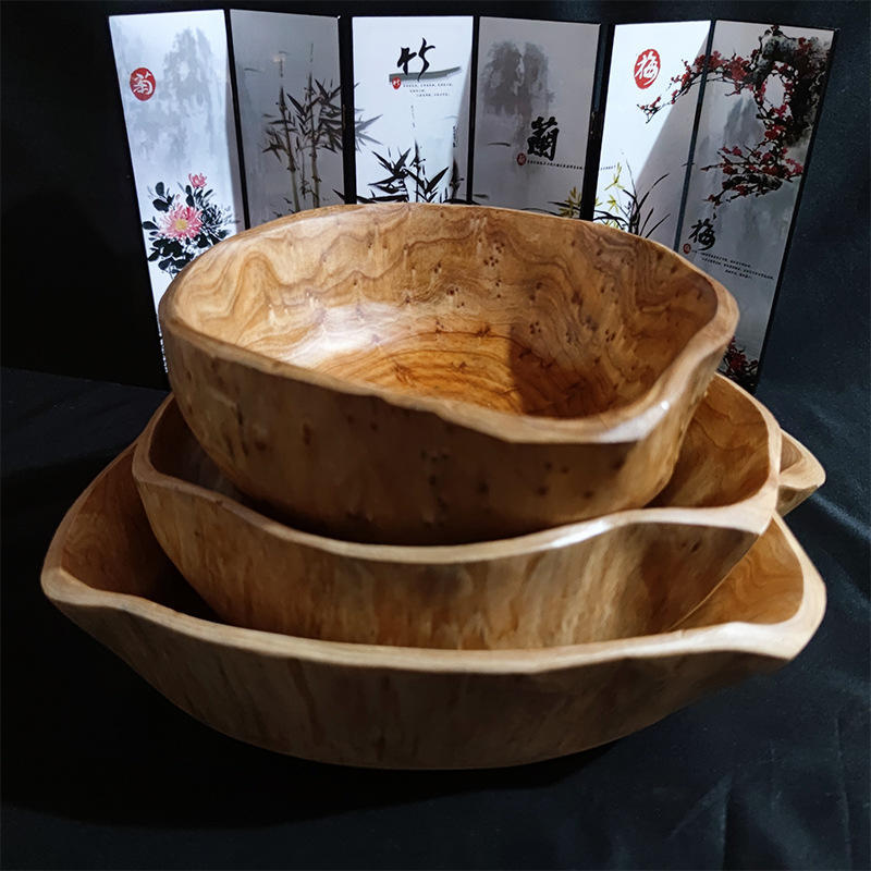 实木果盘沙拉木盆创意现代客厅木质盆根雕原木李子柒同款的盆餐具