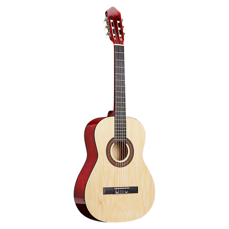 吉他古典吉他工厂38寸古典吉他全椴木亮光罩光圆角原声吉他