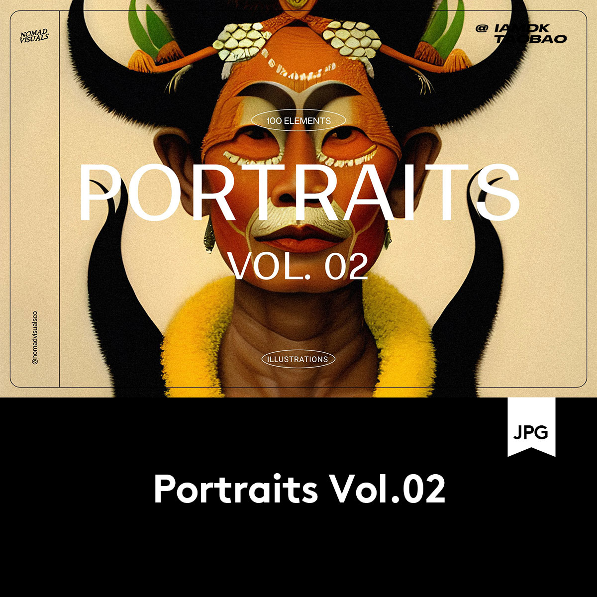 复古土著人物祖先古代原始部落肖像人像头像手绘插图插画图片素材