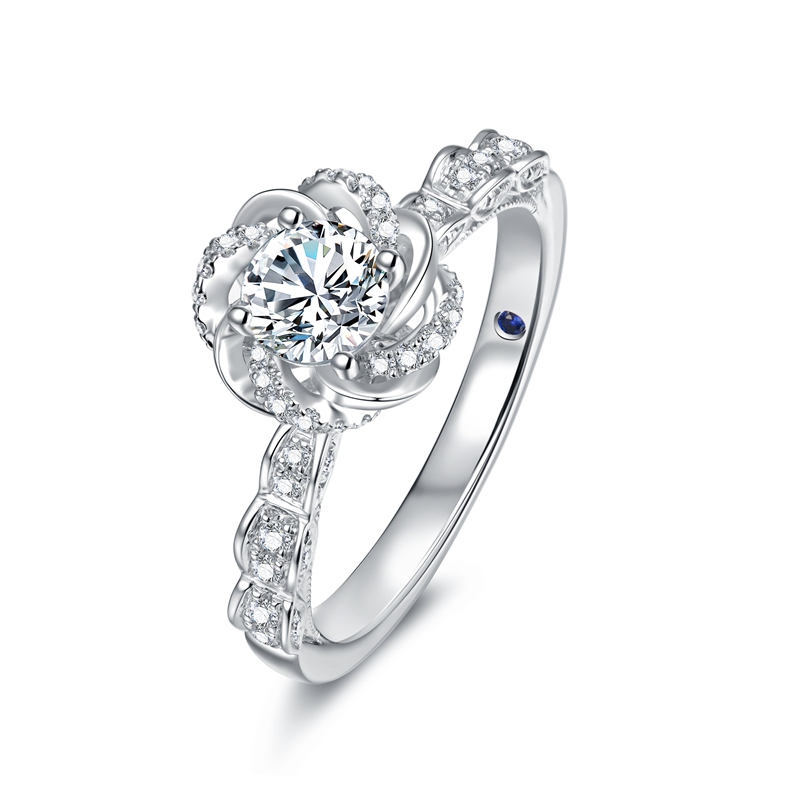 【皇室公主戒托】珂兰 白18K金钻石戒指求婚结婚钻戒女 蔷薇之恋