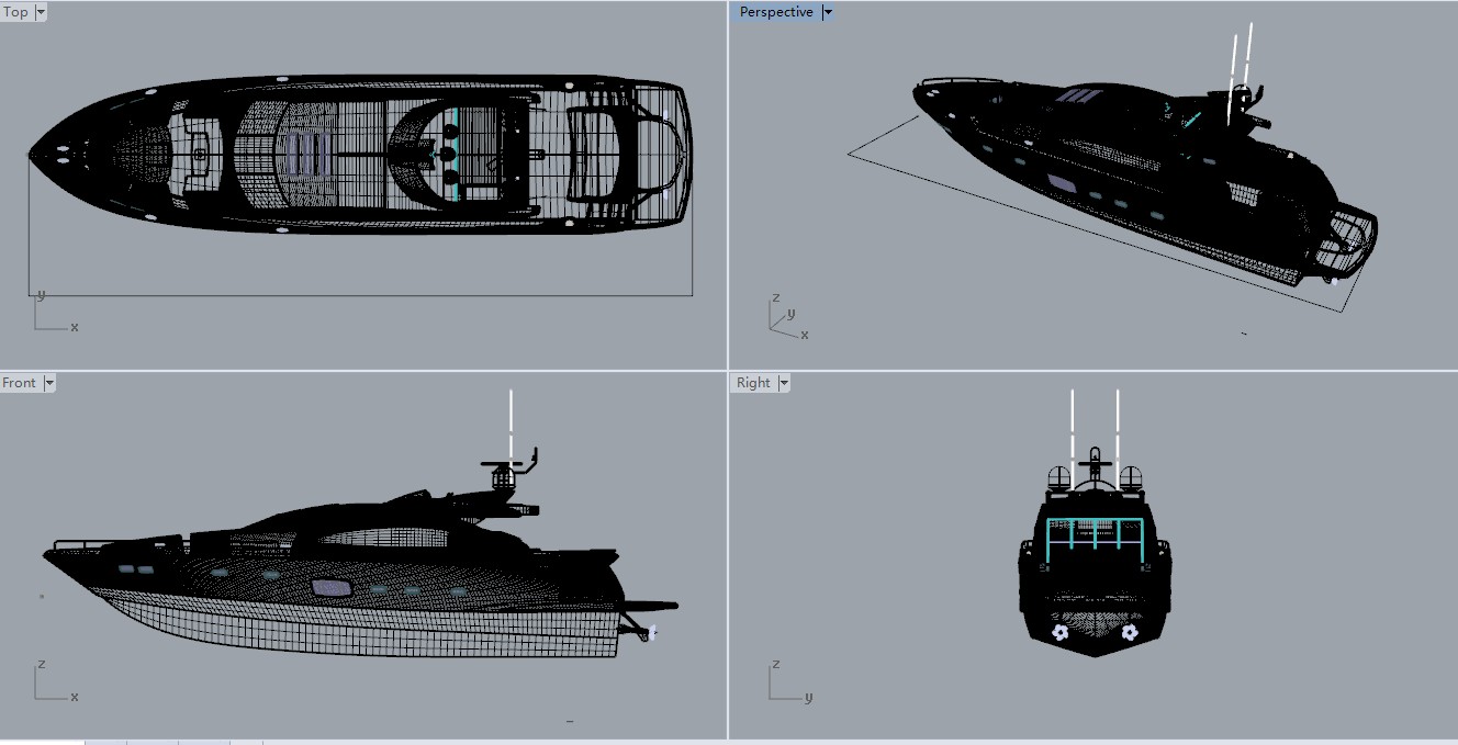 Sunseeker Predator 84 豪华游艇设计图纸 Rhino建模 stp船舶3D
