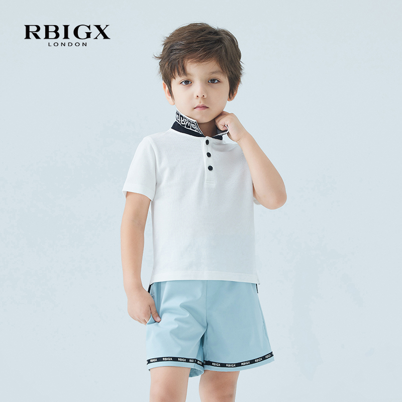 RBIGX瑞比克夏季新款男童纯棉学院风Polo衫中大童纯色翻领短袖T恤