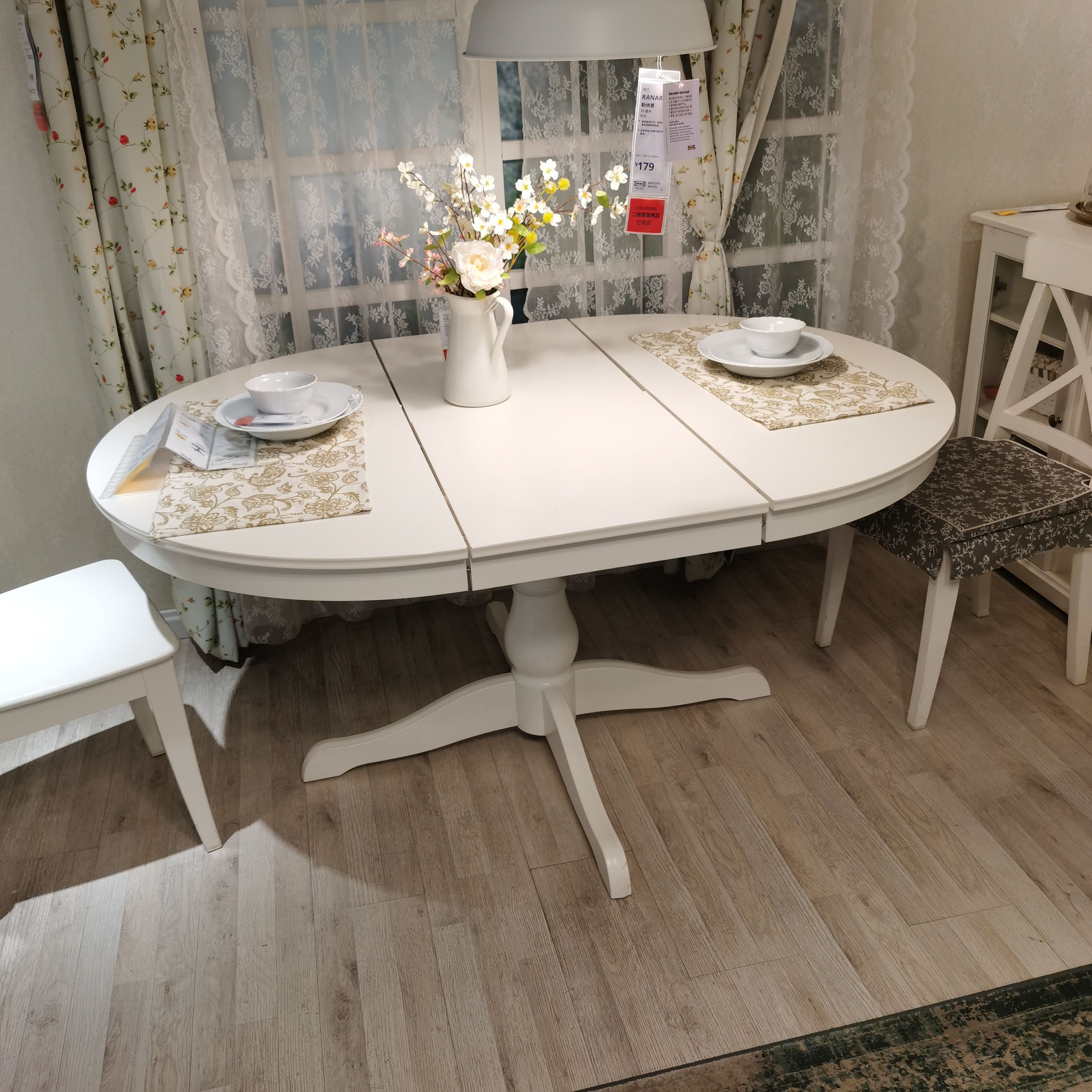 国内宜家代购可加长圆桌 IKEA北欧简约 英格托伸缩型餐桌厨房饭桌