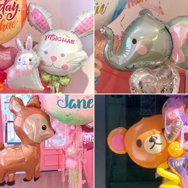 韩国Ins森系卡通兔子宝周岁生日恐龙大象长颈鹿铝膜气球拍照道具