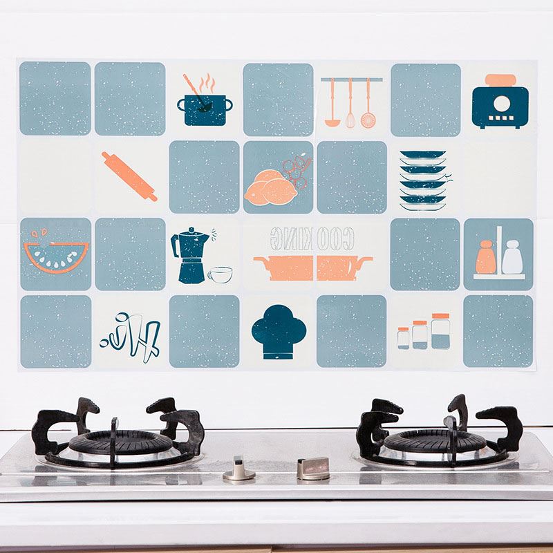 厨房防油贴纸橱柜灶台用防水专用壁纸防火耐高温自粘墙壁瓷砖贴画