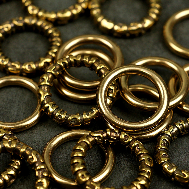 纯黄铜无缝铜圈个性立体英文字母闭口实心钥匙圈圆环圆形圈连接环