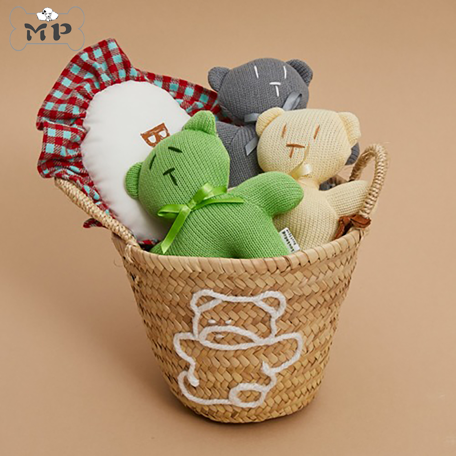 『Memory Pet』韩国louisdog宠物蝴蝶结小熊表情刺绣纯棉针织玩具
