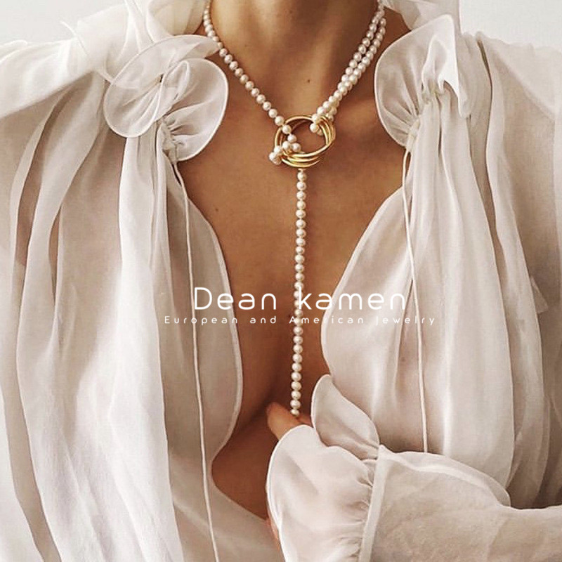 项链女气质轻奢小众毛衣链Pearl necklace women's sweater chain