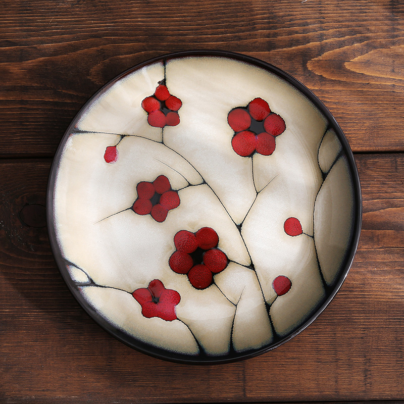 创意美式窑变釉陶瓷餐具手绘西餐盘子饭碗汤碗碟外贸出口套装鱼盘
