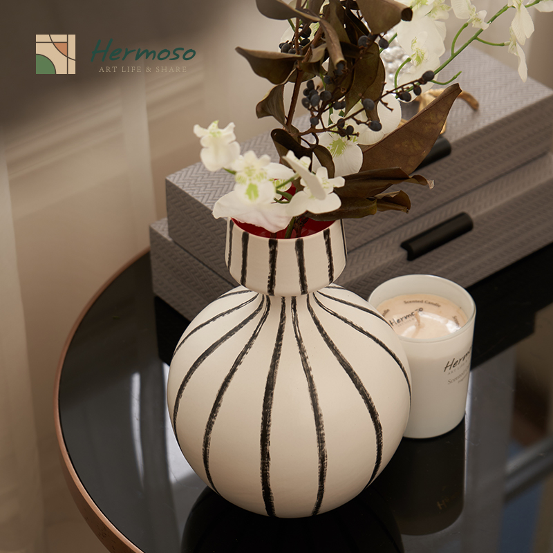 HERMOSO 北欧阿普顿陶瓷花瓶摆件客厅插花干花桌面花器花插装饰品