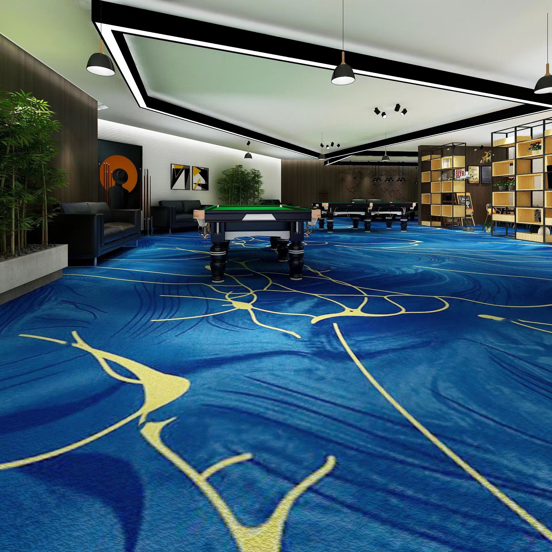 。新款台球厅专用尼龙阻燃印花地毯办公室涤纶加厚酒店大面积满铺