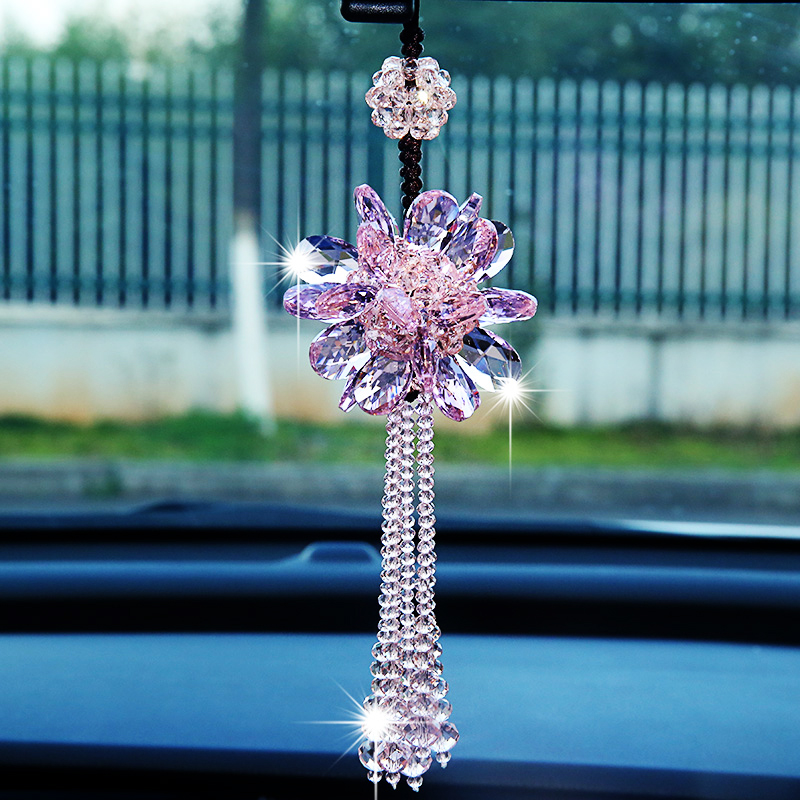 汽车吊坠挂饰个性创意水晶透明玻璃球珠子吊坠挂件高档车载紫水晶