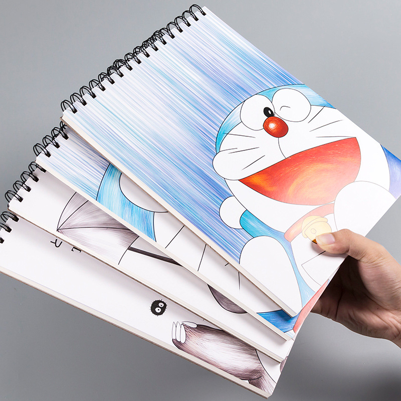 可爱龙猫复古哆啦梦A4卡通上翻线圈空白涂鸦速写本素描本白纸本