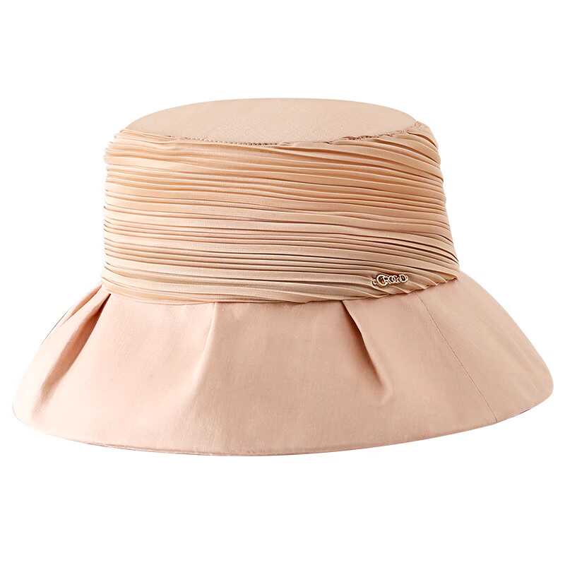 2024夏季防晒帽女款白色时尚太阳帽出游遮阳帽防紫外线褶皱渔夫帽
