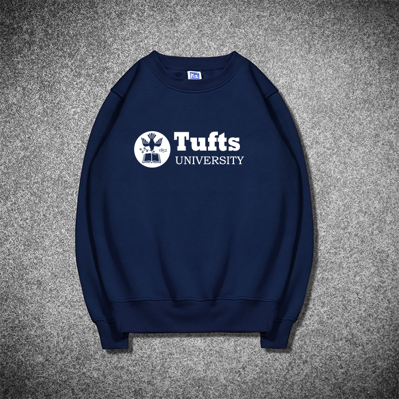 塔夫茨大学 圆领卫衣Tufts University纪念品套头加绒秋冬留学生