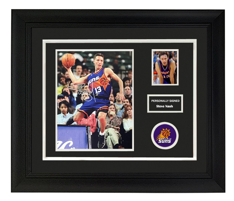 收藏 史蒂夫纳什 亲笔签名 照片裱框 含SA证书 太阳早期 NBA