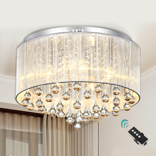 现代简约LED水晶圆形吸顶灯客厅浪漫温馨卧室灯具水滴房间灯饰