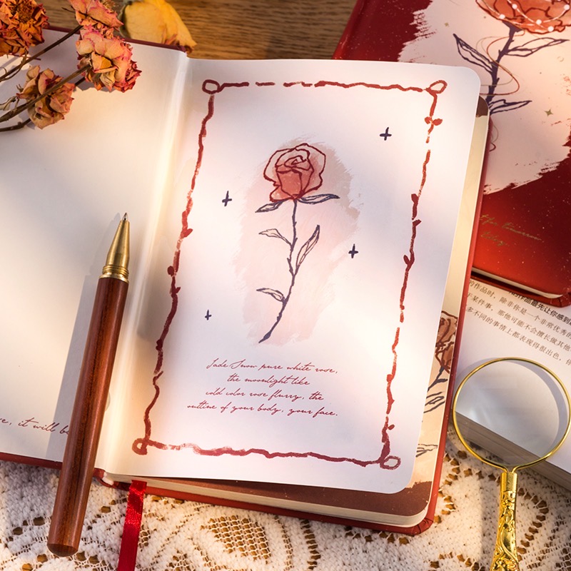 玫瑰手账本子小王子手绘彩页复古情侣日记本笔记事本女朋友礼物